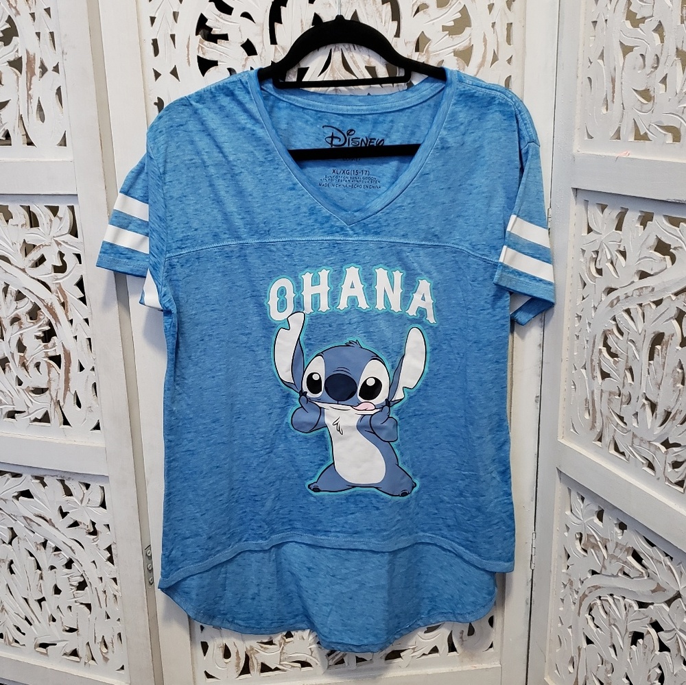 Disney Blue Stitch Ohana Short Sleeve Tee